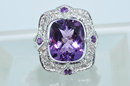 AMETHYST & DIAMOND RING 9 CARATS ! 14k Gold * Special Order