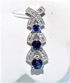 ROYAL BLUE SAPPHIRE & DIAMOND PENDANT SET * 1.15 Carats, 14k White Gold with Necklace