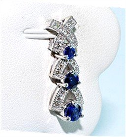 ROYAL BLUE SAPPHIRE & DIAMOND PENDANT SET * 1.15 Carats, 14k White Gold with Necklace