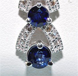 ROYAL BLUE SAPPHIRE & DIAMOND PENDANT SET * 1.15 Carats, 14k White Gold with Necklace