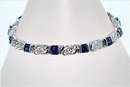 3 CARAT BLUE SAPPHIRE & DIAMOND BRACELET 14k Solid White Gold