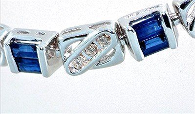 3 CARAT BLUE SAPPHIRE & DIAMOND BRACELET 14k Solid White Gold