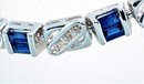 3 CARAT BLUE SAPPHIRE & DIAMOND BRACELET 14k Solid White Gold