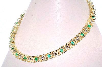 EMERALD BRACELET Ladies 1.00 Carat Emerald & Diamond Setting, Solid Yellow Gold $ 352.50