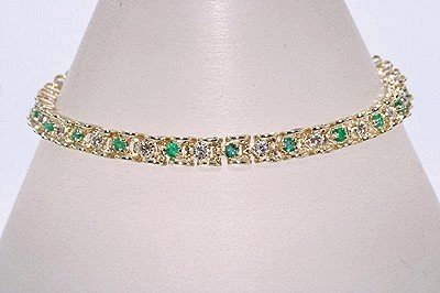 EMERALD BRACELET Ladies 1.00 Carat Emerald & Diamond Setting, Solid Yellow Gold $ 352.50