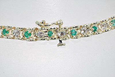 EMERALD BRACELET Ladies 1.00 Carat Emerald & Diamond Setting, Solid Yellow Gold $ 352.50