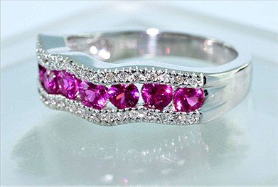 1.48 CARATS Vivid Intense PINK SAPPHIRE & DIAMOND RING 14k Solid White Gold $ 700.