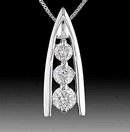 SHOWCASE 3 STONE CUSTOM DESIGN DIAMOND PENDANT Superior .25 Carats, 14k Solid White Gold with Necklace * Certified G.I.A.. Complete Boxed Set $ 390.