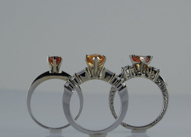 PADPARADSCHA SRI LANKA SAPPHIRES GIA Certified Gems, 14k & 18k White Gold Custom Diamond Settings