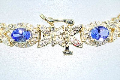 $ 8500. TANZANITE & DIAMOND 3 CARATS 18k Yellow Gold Bracelet