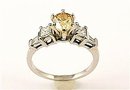 Fancy Yellow Diamond Pear Cut Ring, 14k White Gold, Certified, on Reserve $ 2500