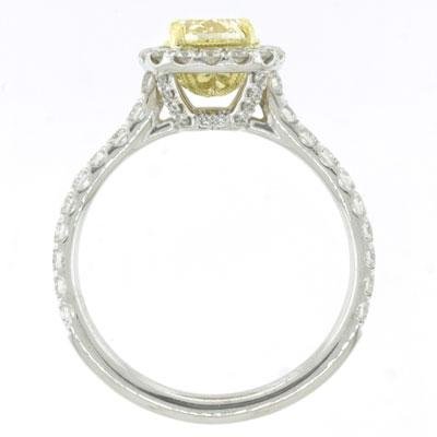 YELLOW & WHITE DIAMOND RING 1.50 Carats 14k White Gold