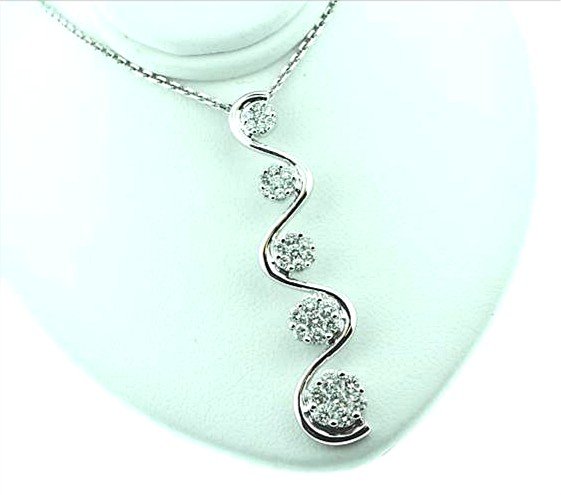 WHITE DIAMOND PENDANT 1.00 Carat 14k White Gold Pendant