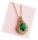 EMERALD 1.75 Carat Colombian 14k Gold Fligree Pendant, 14k Italian Necklace complete