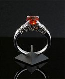 Genunine Sri Lanka Padaparadscha Sapphire 1.60 Carats, exceedingly Rare Round Cut ! 14k White Gold Custom Diamond Setting * G.I.A.