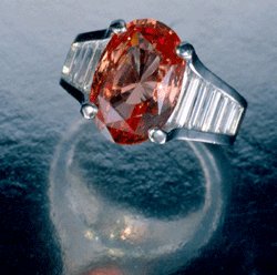 Genunine Sri Lanka Padaparadscha Sapphire 1.60 Carats, exceedingly Rare Round Cut ! 14k White Gold Custom Diamond Setting * G.I.A.