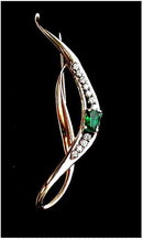 EMERALD ESTATE BROACH 1.10 Carats, Diamond 14k Yellow Gold * Certified Virtually Flawless Type ( A )