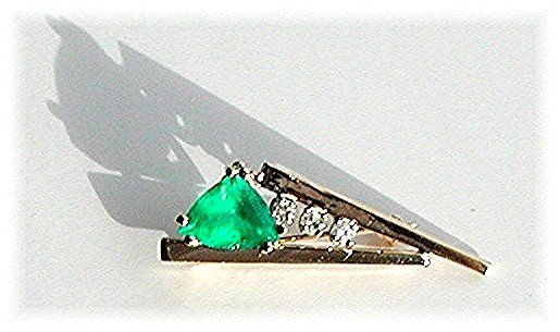 Emerald 2.25 carat Custom Trillion Cut Masterpiece. Diamond Pin 14k Yellow Gold * Certified