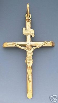 Crucifix Cross Icon, 14k Solid Gold
