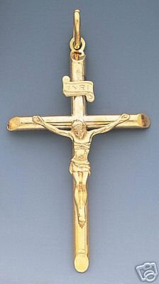 Crucifix Cross Icon, 14k Solid Gold