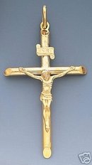 Crucifix Cross Icon, 14k Solid Gold