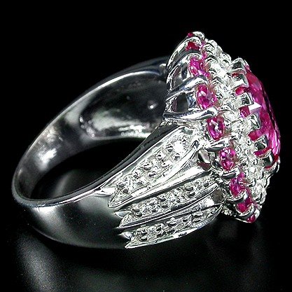HOT PINK SAPPHIRE & RUBY w White Sapphires, Fashsion Ring
