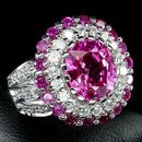 HOT PINK SAPPHIRE & RUBY w White Sapphires, Fashsion Ring