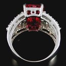 HOT PINK SAPPHIRE Large Emerald Cut w White Sapphires, Fashion Ring