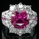 Hot Pink ! Natural Brazilian Tourmaline & Ruby w White Sapphires, Fashion Ring