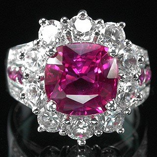 Hot Pink ! Natural Brazilian Tourmaline & Ruby w White Sapphires, Fashion Ring