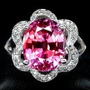 Stunning AAA Pink Orange Sapphire, Gorgeous White Sapphire Fashion Ring