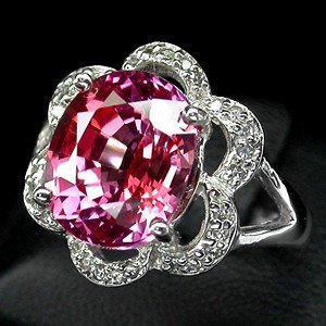 Stunning AAA Pink Orange Sapphire, Gorgeous White Sapphire Fashion Ring