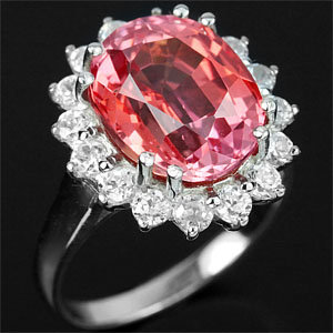 Magnificent Pink Orange Brilliant Color ! Oval Cut Sapphire, Fashion Ring