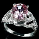 Natural Deep Pink Morganite 3.42 Carats w White Sapphire Surround, Fashion Ring