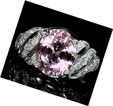 Natural Deep Pink Morganite 3.42 Carats w White Sapphire Surround, Fashion Ring