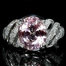 Natural Deep Pink Morganite 3.42 Carats w White Sapphire Surround, Fashion Ring