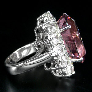 Rare NATURAL PINK MORGANITE 20.00 CARATS, MAGNIFICENT GEM ! White Sapphire Surround Fashion Ring