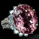 Rare Prototype NATURAL 10 CARAT ROSE PINK MORGANITE, White Sapphires w Fabulous Blue Zircon Surround, Fashion Ring