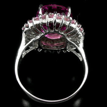 Rare Prototype NATURAL 10 CARAT ROSE PINK MORGANITE, White Sapphires w Fabulous Blue Zircon Surround, Fashion Ring