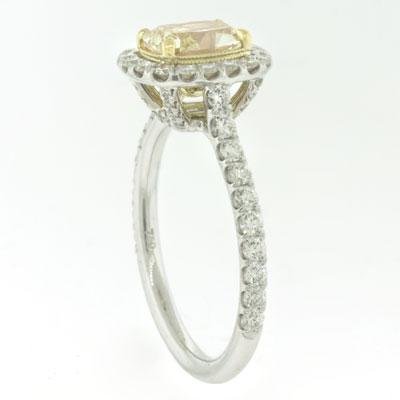 FANCY YELLOW 1.10 Carat Cushion Cut Diamond Ring, Platinum. Purchase $ 5900. * Certified