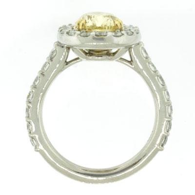 FANCY YELLOW 1.10 Carat Cushion Cut Diamond Ring, Platinum. Purchase $ 5900. * Certified
