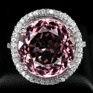 Morganite 17 Carat Ring w White Sapphire Surround, Stunning Showpiece !