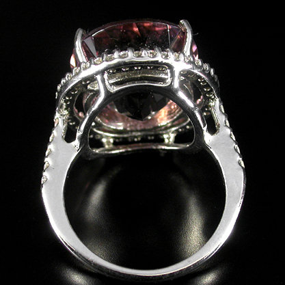 Morganite 17 Carat Ring w White Sapphire Surround, Stunning Showpiece !