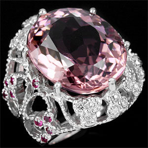 MORGANITE, PINK 18 CARATS ! Showcase Custom Filigree Setting, Superb Jewelry Craftsmanship !