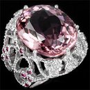 MORGANITE, PINK 18 CARATS ! Showcase Custom Filigree Setting, Superb Jewelry Craftsmanship !