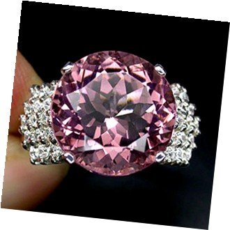 Classic AAA Diamond Cut Brilliant Pink Morganite, Banded White Sapphires, Pure 925 Solid Sterling Silver
