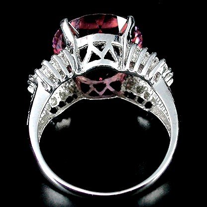 Classic AAA Diamond Cut Brilliant Pink Morganite, Banded White Sapphires, Pure 925 Solid Sterling Silver