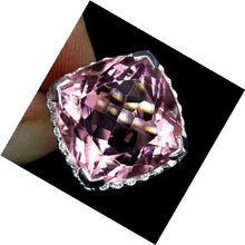 ANTIQUE CUSHION CUT AAA Brilliant Pink Rosa Morganite Gem, White Sapphire Surround, Solid Sterling Silver