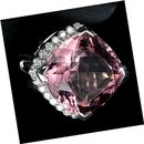 ANTIQUE CUSHION CUT AAA Brilliant Pink Rosa Morganite Gem, White Sapphire Surround, Solid Sterling Silver