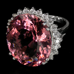 Luxuriously Stunning 18 Carat ! Oval Cut Strong Rosa Pink Morganite, Classic Style Diamond Cut Surround, only $ 149.